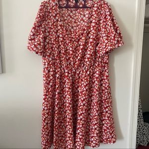 SHEIN 3X Red Floral Scoopneck Dress